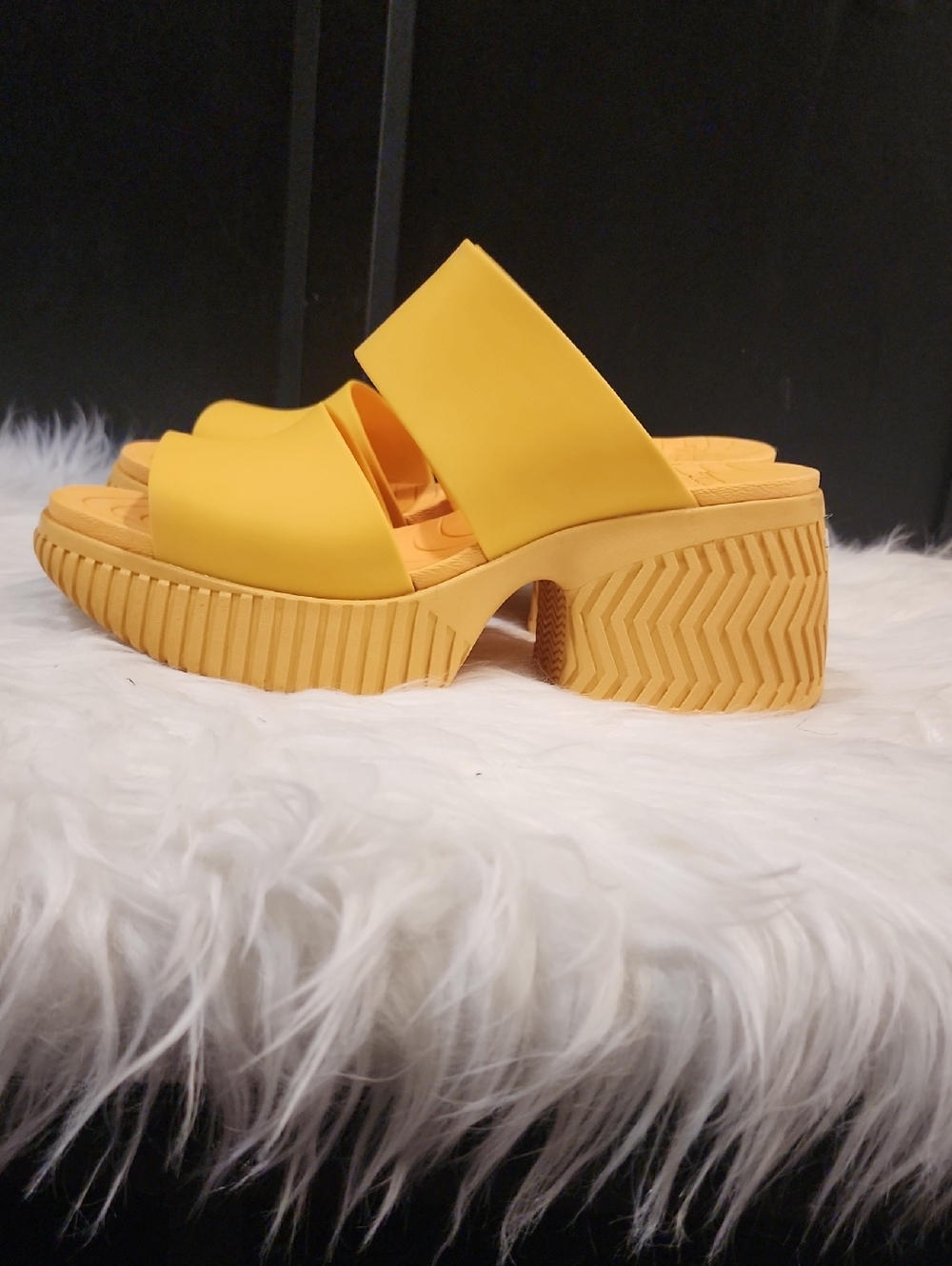 Sorel Yellow Chunky Platform Slide Mule